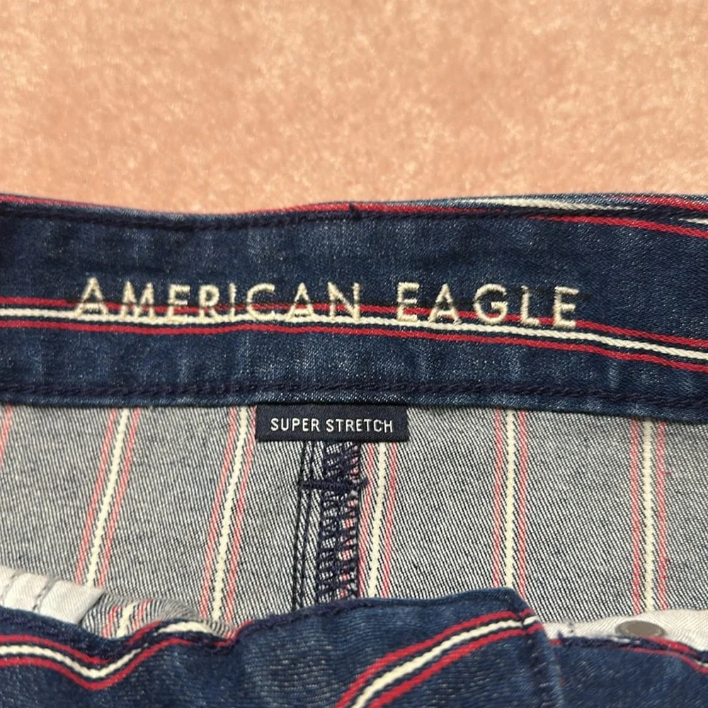 American Eagle Super Stretch Hi-Rise Mini Denim Skirt Red White & Blue